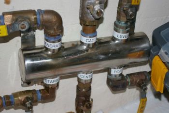 Kadey-Krogen 48 Whaleback engine room. Labeling helps! Krogen Whaleback 48 Project Management