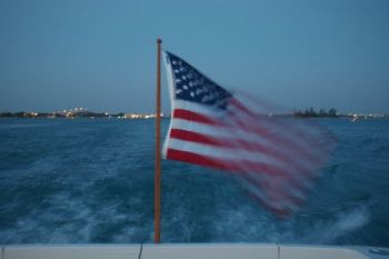 Looking back at the Florida Coastline as we head to sea True North 38 Delivery