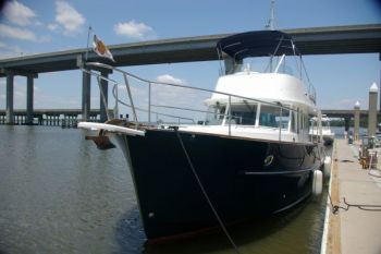 Swift Trawler 42 at the fuel dock in Jekyll Island. Very economical. Beneteau Swift Trawler 42 - Moving to Georgia for Hurricane Season