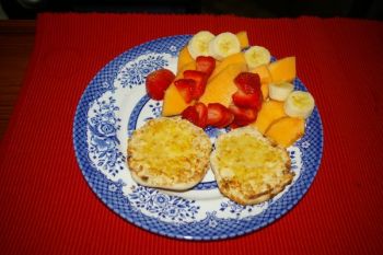 A simple English muffin looks like a million bucks when you use pretty china. Add a few slices of fruit - fresh, canned or dried- and it's a beautiful thing. Make Every Meal Special