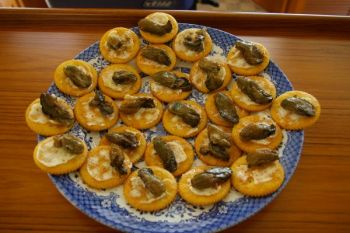If you use the small oysters instead of the colassel size, you can fill the plate to overflowing. YUM! Donny and Marie's Oyster Snacks