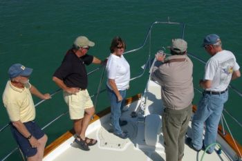 Captain Chris at the bow pulpit letting everyone have a turn in setting the anchor. Anchor Handling