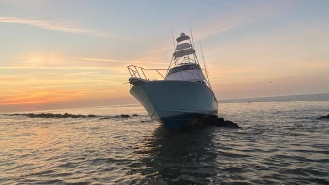 boat on rocks