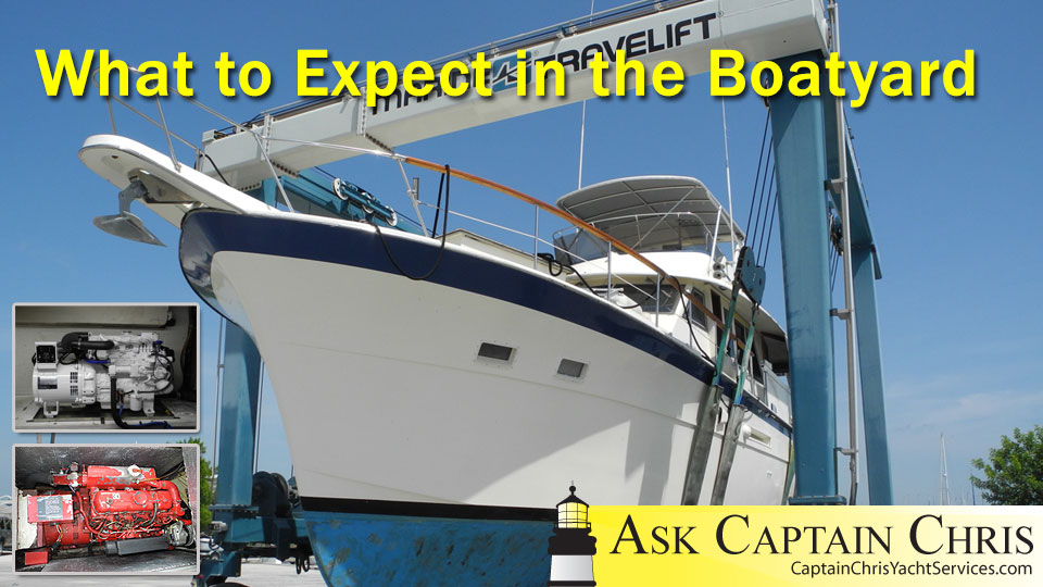 Join Captain Chris as he narrates the haulout of a 47 foot pleasure Yacht, as she cruises into the haulout well and is raised from the water by travel lift.